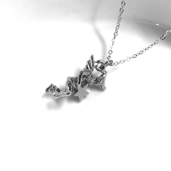 Miniature Flying Fairy Angel Charm Necklace - Picture 2 of 3